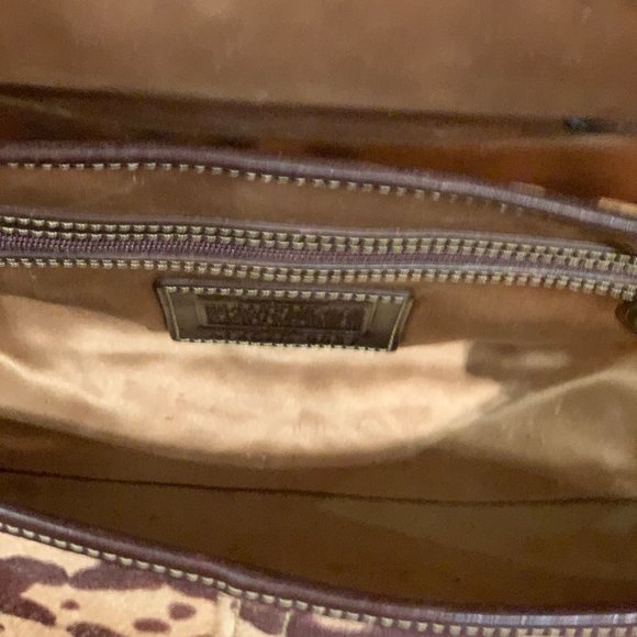 Coach Handbag Leopard & Suede Top Handle - Picture 3 of 4